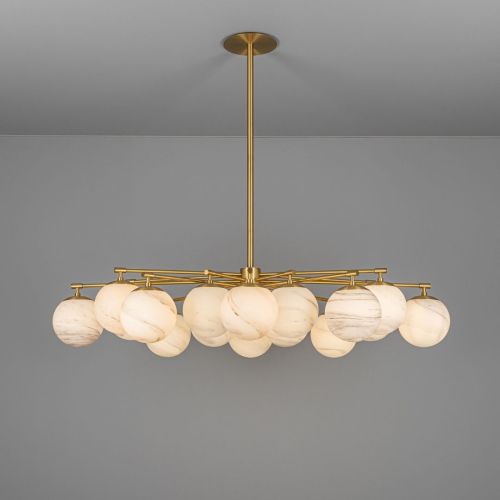 Orion Oval – Plafonnier / Suspension à tige – Schwung – 16 lumières E14 – L 155 cm