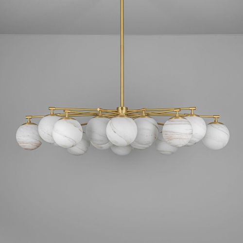 Orion Oval – Plafonnier / Suspension à tige – Schwung – 16 lumières E14 – L 155 cm