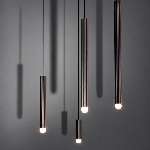 Vesta Single MD – Suspension – Schwung – Laiton massif – LED E14 – H 397 cm