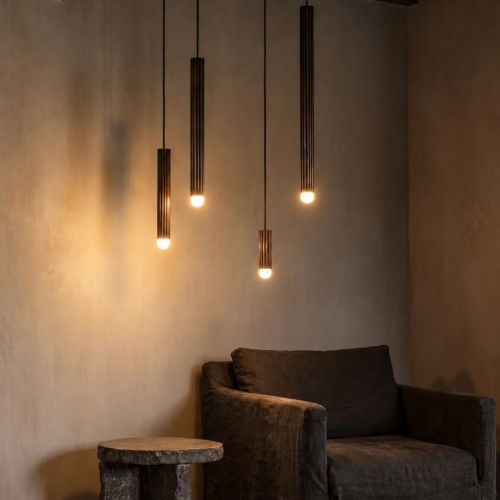 Vesta Single SM – Suspension – Schwung – Laiton massif – LED E14 – H 377 cm 2