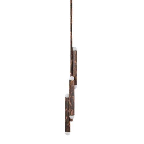 Vesta Pendant – Pendelleuchte – Schwung – Massives Messing – 6 E14 LEDs – H 102 bis 192 cm