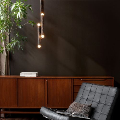 Vesta Pendant – Pendant Light – Schwung – Solid Brass – 6 E14 LEDs – H 102 to 192 cm