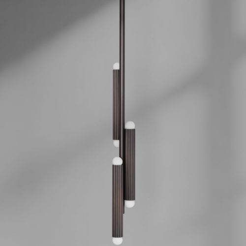Vesta Pendant – Suspension – Schwung – Laiton massif – 6 LED E14 – H 102 à 192 cm