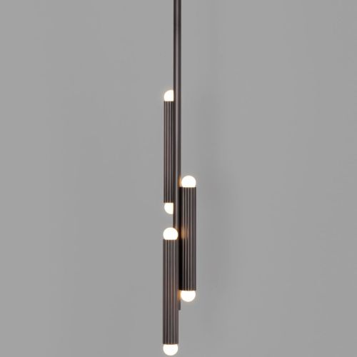 Vesta Pendant – Pendant Light – Schwung – Solid Brass – 6 E14 LEDs – H 102 to 192 cm