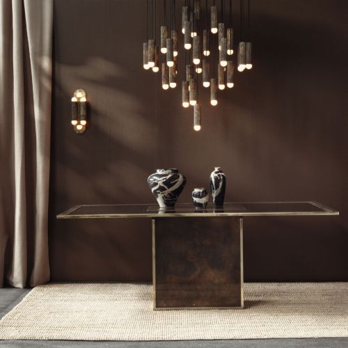 Vesta Cluster 32 – Lustre suspension – Schwung – Laiton massif – LED E14 – Ø 90 cm 2