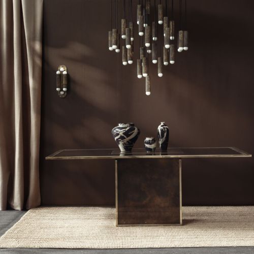 Vesta Cluster 32 – Lustre suspension – Schwung – Laiton massif – LED E14 – Ø 90 cm