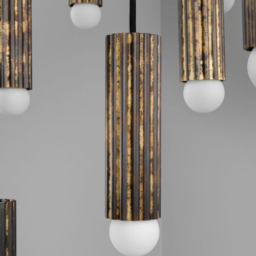 Vesta Cluster 32 – Lustre suspension – Schwung – Laiton massif – LED E14 – Ø 90 cm