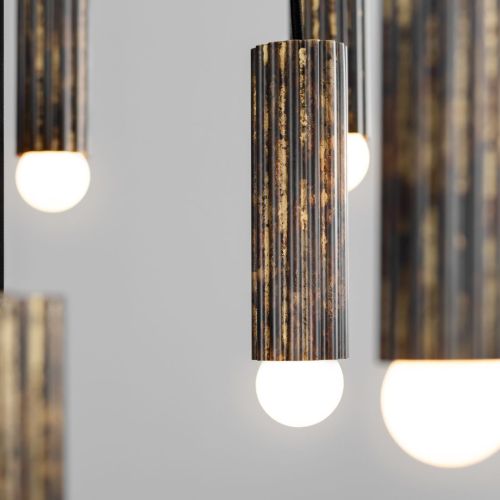 Vesta Cluster 32 – Kronleuchter / Pendelleuchte – Schwung – Massives Messing – E14 LED – Ø 90 cm