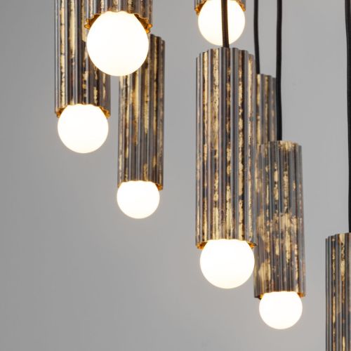 Vesta Cluster 32 – Kronleuchter / Pendelleuchte – Schwung – Massives Messing – E14 LED – Ø 90 cm
