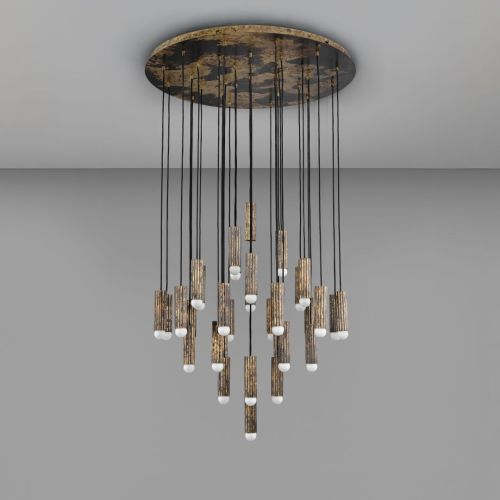Vesta Cluster 32 – Kronleuchter / Pendelleuchte – Schwung – Massives Messing – E14 LED – Ø 90 cm