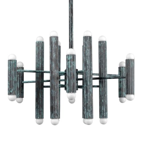 Vesta Round 24 – Kronleuchter / Pendelleuchte – Schwung – Massives Messing – 24 E14 LEDs – Ø 80 cm