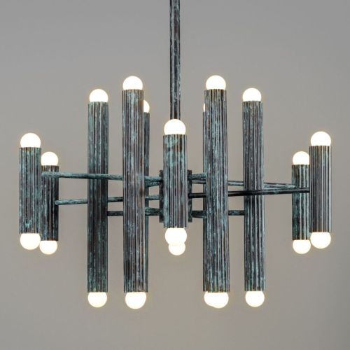 Vesta Round 24 – Kronleuchter / Pendelleuchte – Schwung – Massives Messing – 24 E14 LEDs – Ø 80 cm