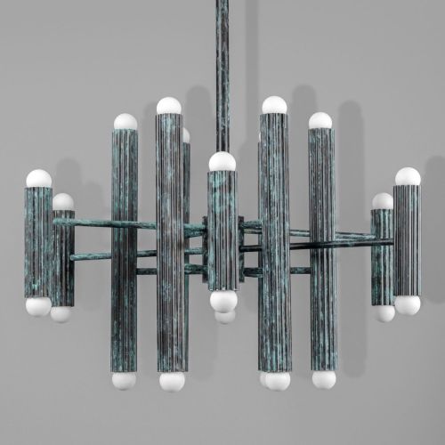 Vesta Round 24 – Lustre suspension – Schwung – Laiton massif – 24 LED E14 – Ø 80 cm