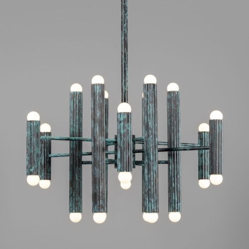 Vesta Round 24 – Kronleuchter / Pendelleuchte – Schwung – Massives Messing – 24 E14 LEDs – Ø 80 cm
