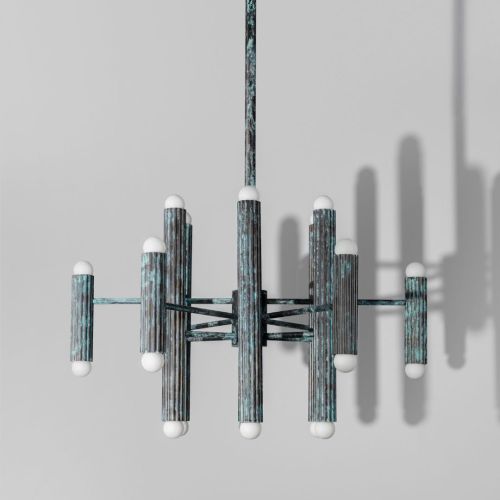 Vesta Round 24 – Chandelier / Pendant Light – Schwung – Solid Brass – 24 E14 LEDs – Ø 80 cm