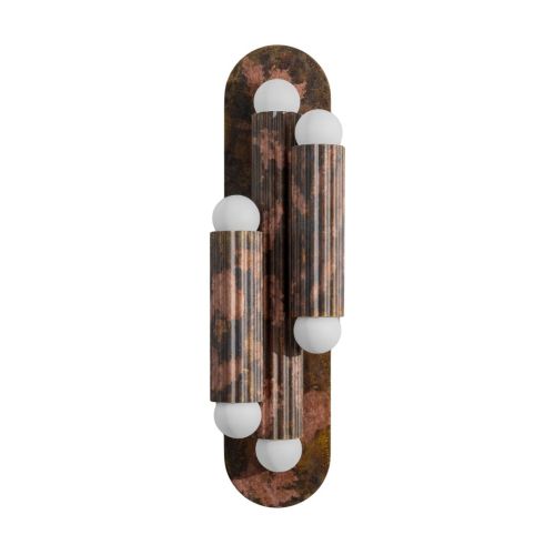 Vesta Triple 2 – Wand- / Deckenleuchte – Schwung – Massives Messing – 6 E14 LEDs – H 46 cm