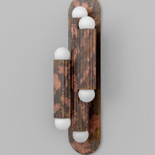 Vesta Triple 2 – Wand- / Deckenleuchte – Schwung – Massives Messing – 6 E14 LEDs – H 46 cm