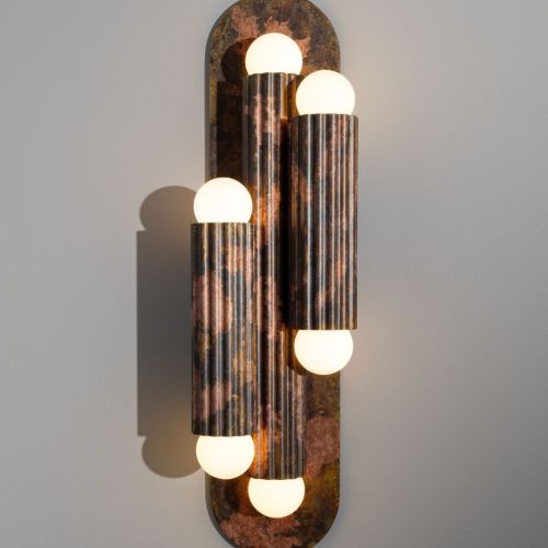 Vesta Triple 2 – Applique murale / Plafonnier – Schwung – Laiton massif – 6 LED E14 – H 46 cm