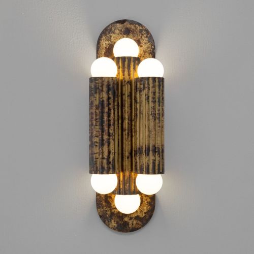 Vesta Triple – Applique murale / Plafonnier – Schwung – Laiton massif – 6 LED E14 – H 38 cm