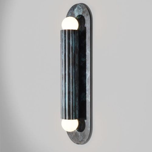 Vesta MD – Applique murale / Plafonnier – Schwung – Laiton massif – 2 LED E14 – H 38 cm