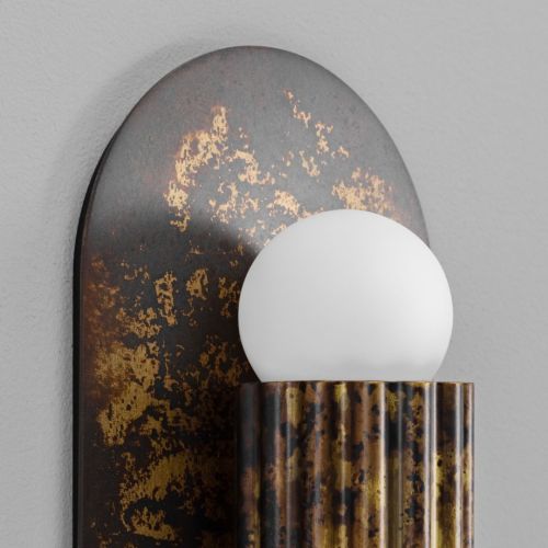 Vesta SM – Applique murale / Plafonnier – Schwung – Laiton massif – 2 LED E14 – H 31 cm