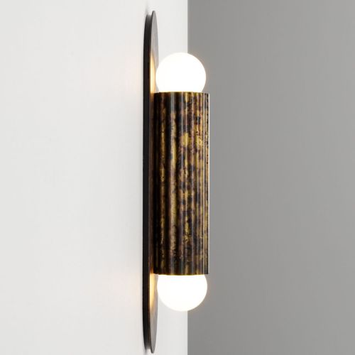 Vesta SM – Applique murale / Plafonnier – Schwung – Laiton massif – 2 LED E14 – H 31 cm