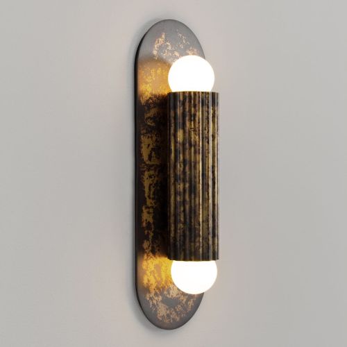 Vesta SM – Wand- / Deckenleuchte – Schwung – Massives Messing – 2 E14 LEDs – H 31 cm