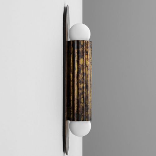 Vesta SM – Wand- / Deckenleuchte – Schwung – Massives Messing – 2 E14 LEDs – H 31 cm
