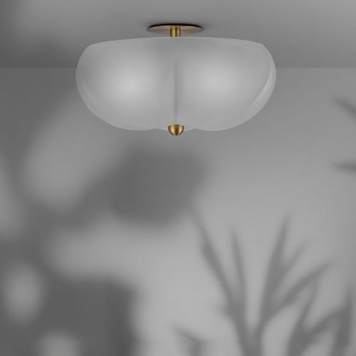 Hana LG – Applique murale / Plafonnier – Schwung – Verre borosilicate sablé et laiton – LED E14 – Ø 49 cm