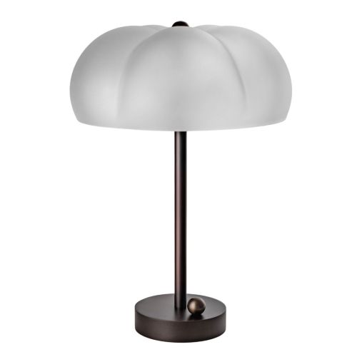 Hana MD – Table Lamp – Schwung – Sandblasted Borosilicate Glass & Brass – E14 LED – H 48.5 cm
