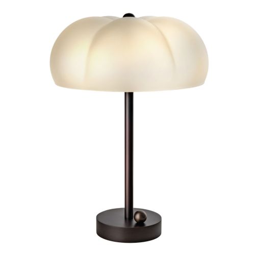 Hana MD – Lampe de table – Schwung – Verre borosilicate sablé et laiton – LED E14 – H 48,5 cm