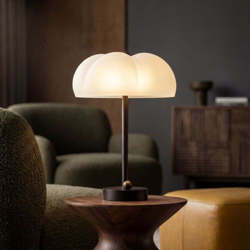 Hana MD – Lampe de table – Schwung – Verre borosilicate sablé et laiton – LED E14 – H 48,5 cm 2